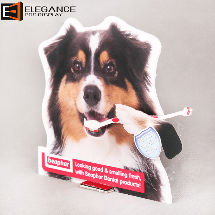定制狗形PVC和PETG太陽能寵物牙刷展示架